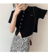 Short Sleeve Irregular Button Shirt